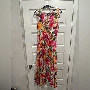 Calvin Klein Pink and Orange Floral Maxi Dress